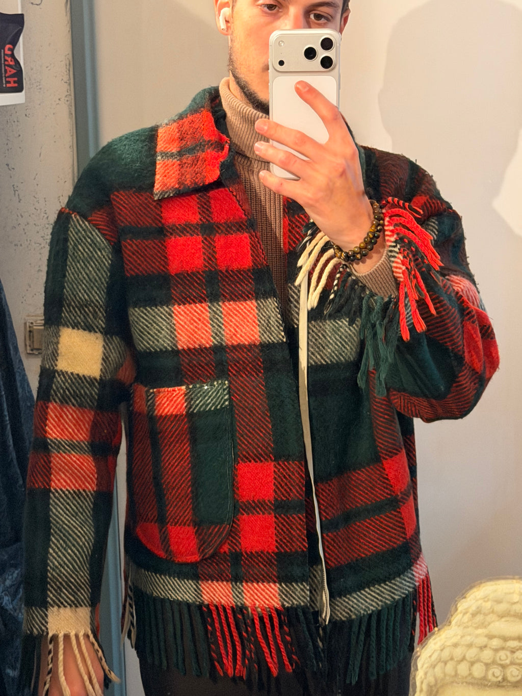 Veste couverture à franges